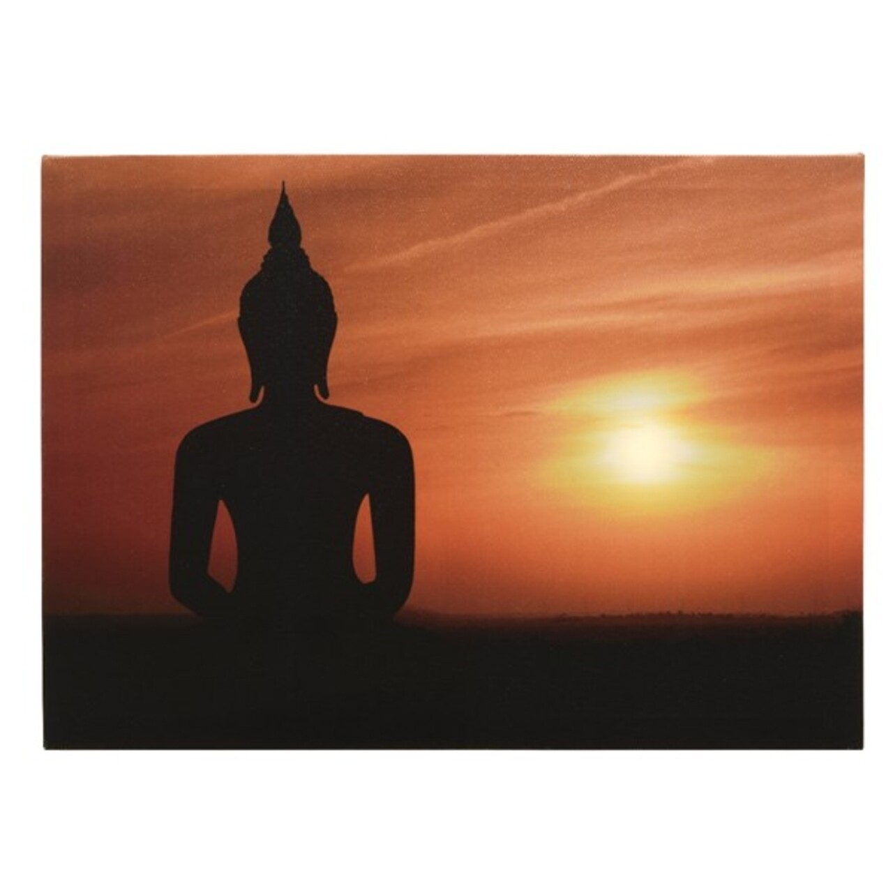 Tablou decorativ cu panou solar Buddha, Lumineo, 37x26.5x2 cm, panza - imagine 3